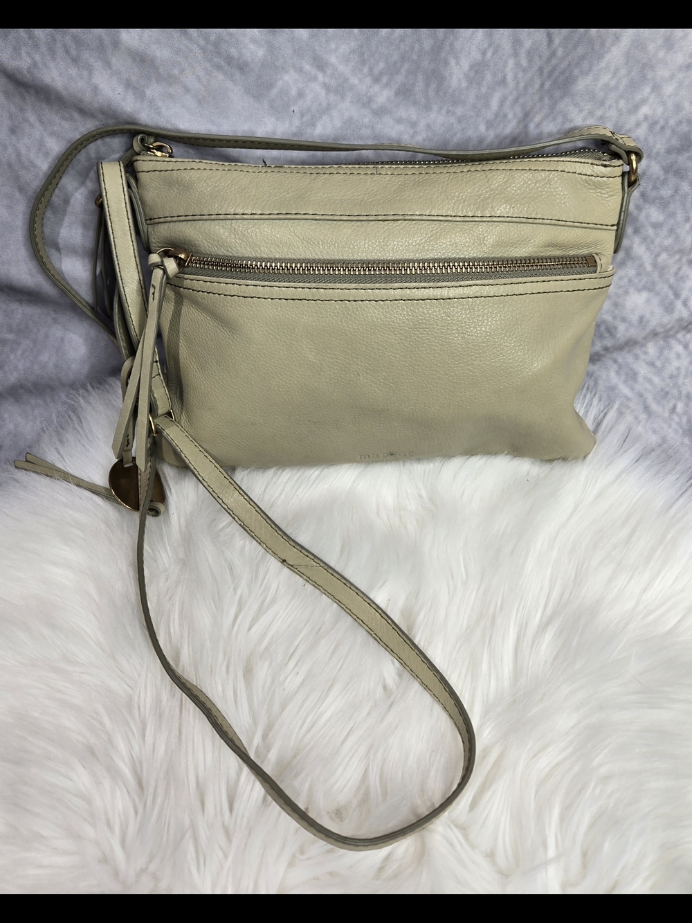 Margot sage light green leather crossbody bag.
